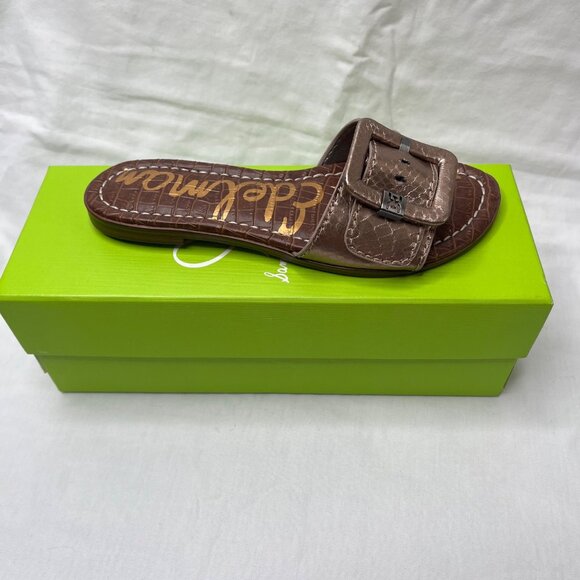 Sam Edelman Womens Gaige Pewter Boa Print Slide Sandals Size 5 - Picture 2 of 7